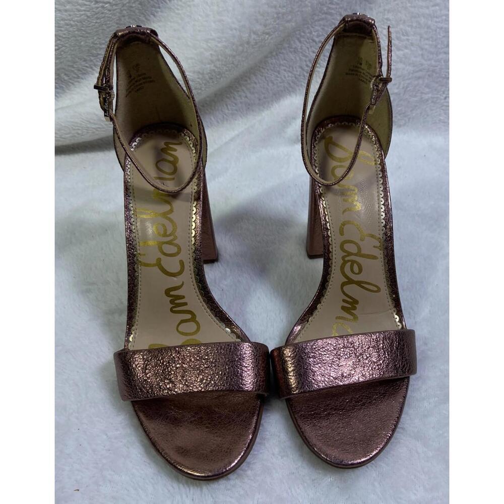 Sam Edelman Yaro Pink Metallic Leather Anthropologie Exc. Open Toe Heels 7 EUC